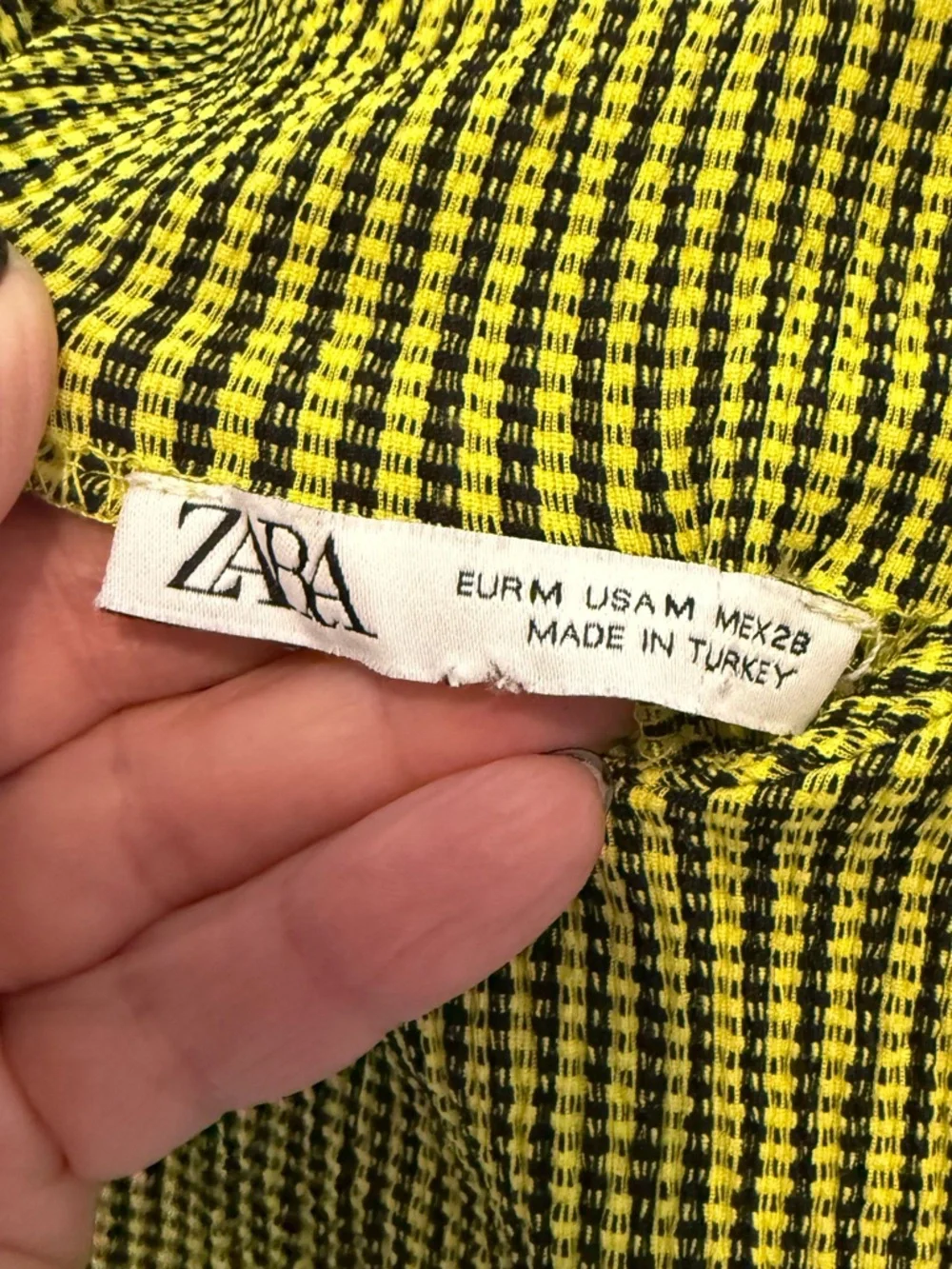 Zara Neon Gingham Checkered Y2K Slip Dress Yellow Black Medium
